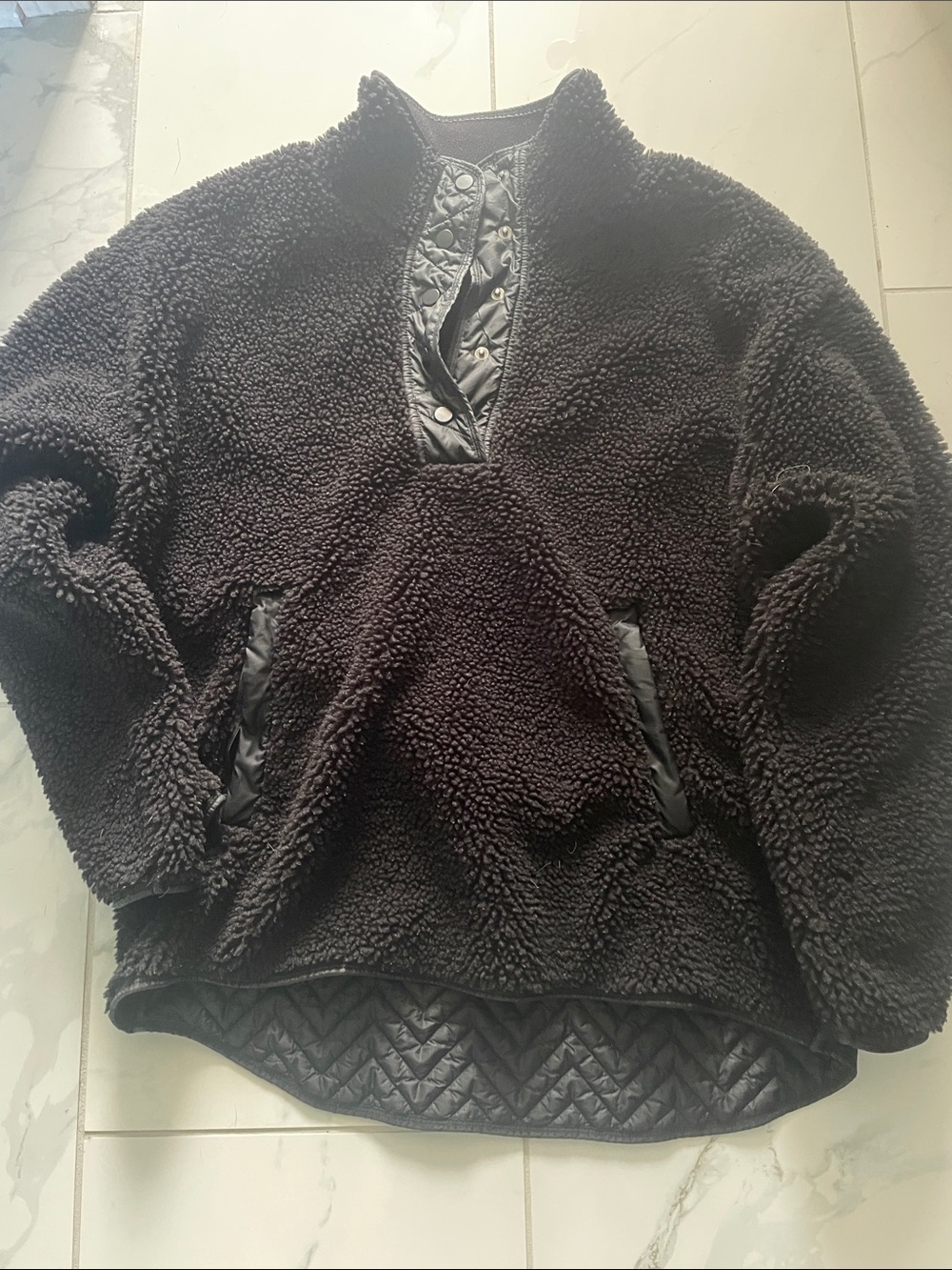 Women’s athletia Black Sherpa Pullover Jacket